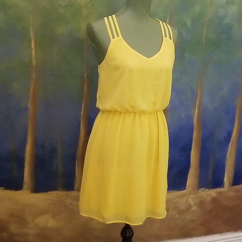 Vintage Yellow mini, strappy, fully lined sundress